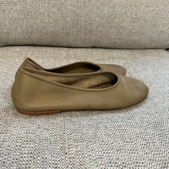 Jenni Kayne Charlotte Ballet Flat in Khaki Brown Leather Size 38 (8 Equivalent) - Picture 7 of 14